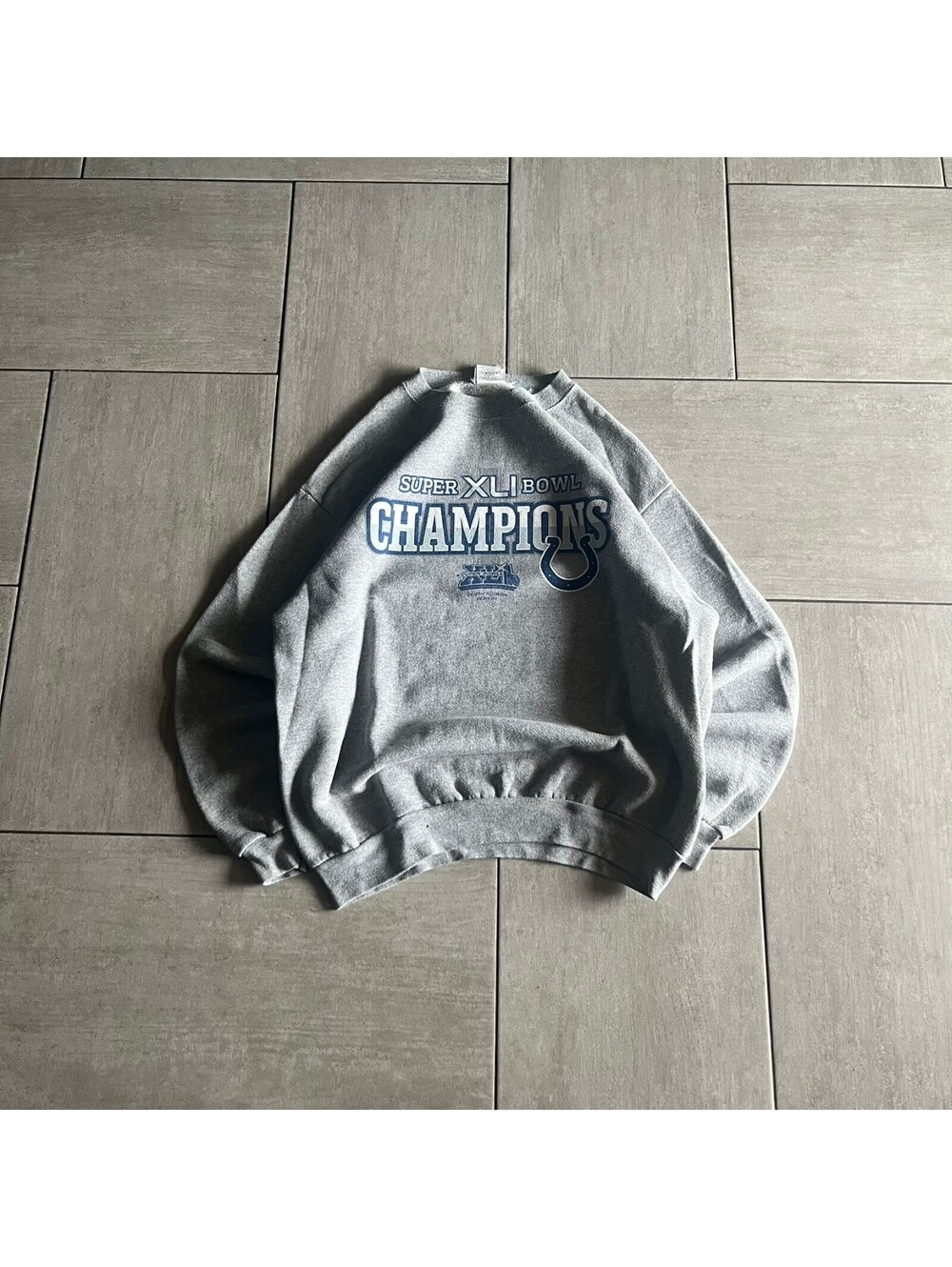 Vintage NFL Super Bowl XLI Champions Grey Crewneck Sweatshirt Large